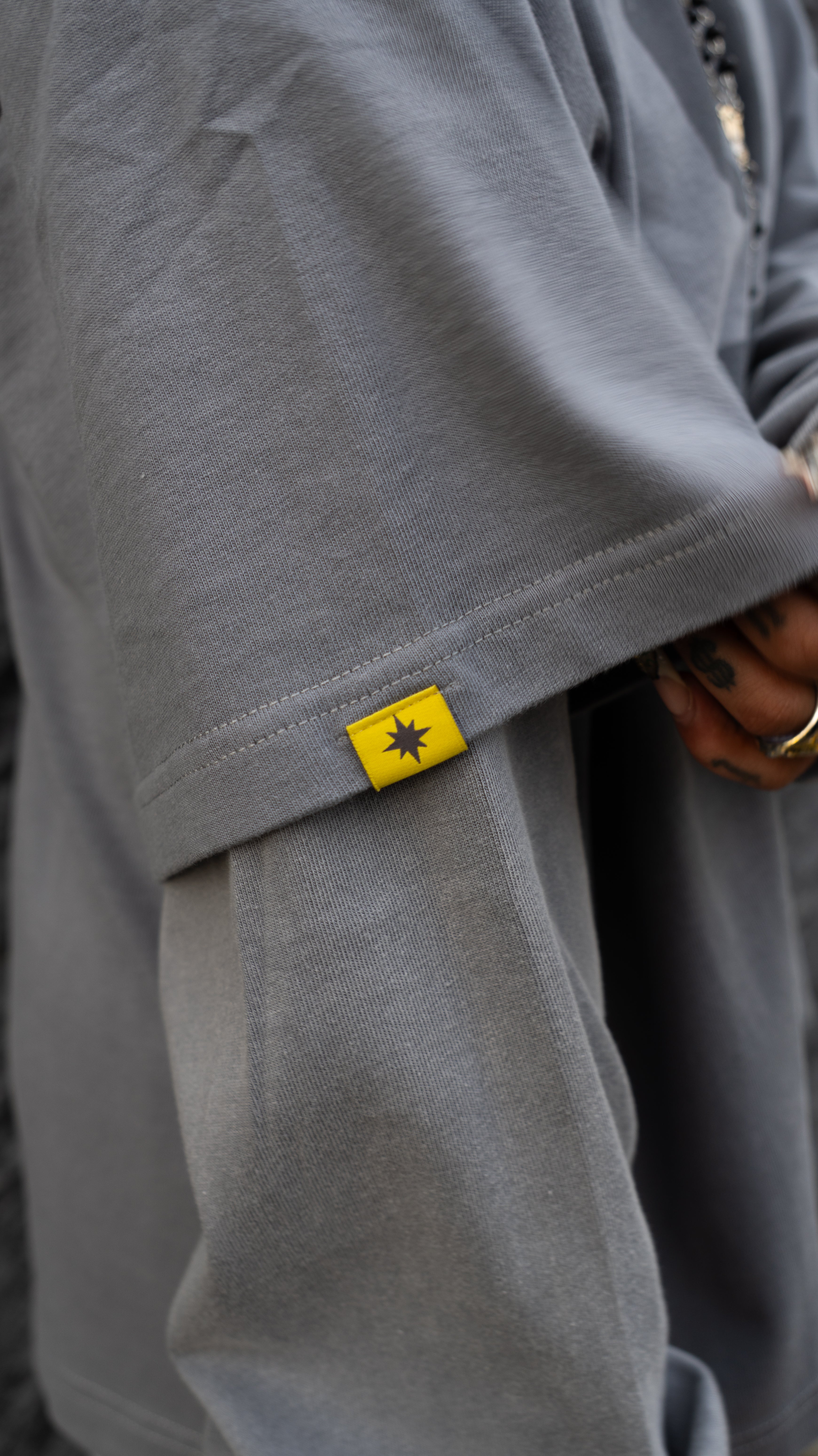 STONE GREY DOUBLE SLEEVE TEE