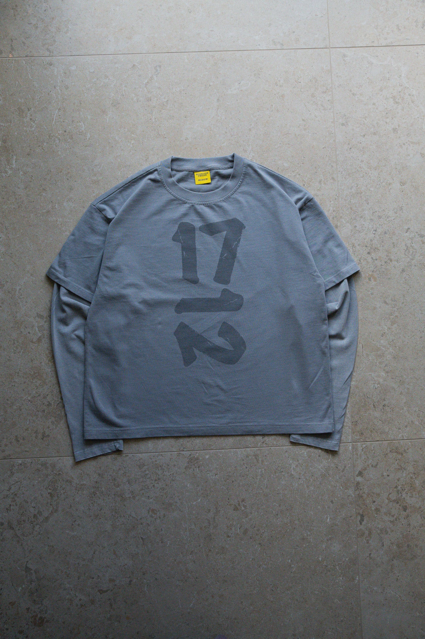 STONE GREY DOUBLE SLEEVE TEE