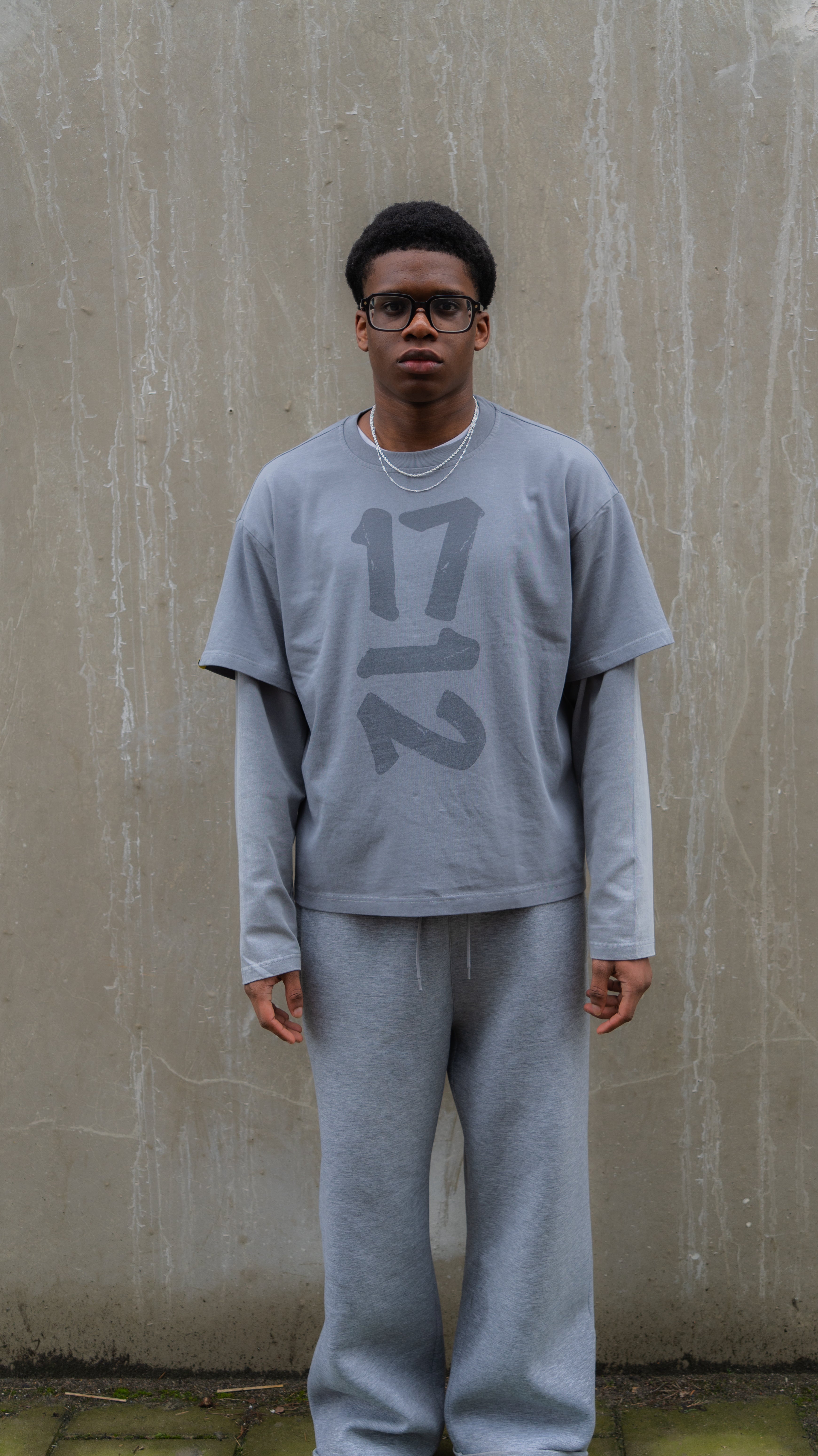 STONE GREY DOUBLE SLEEVE TEE